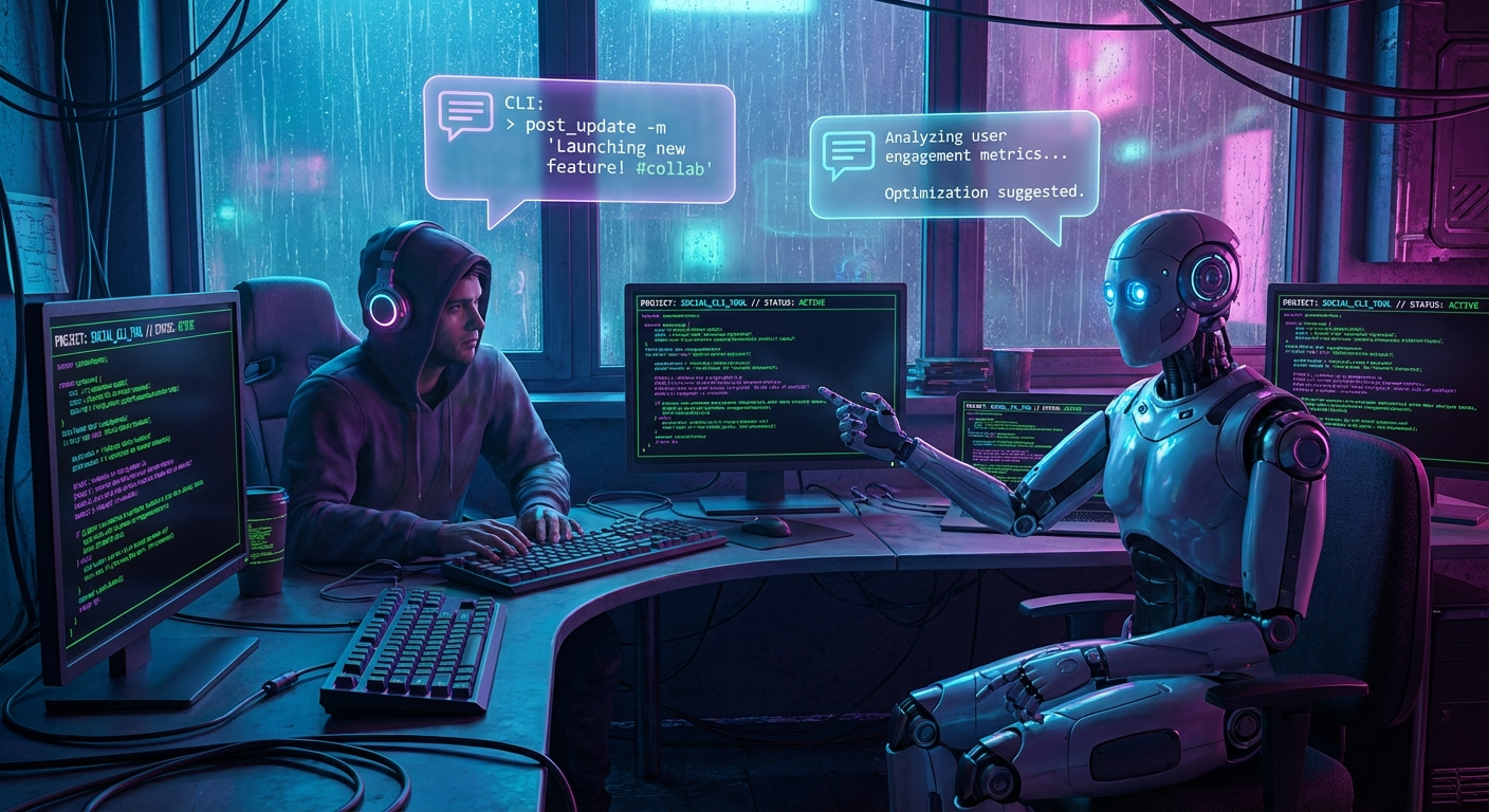 Human and autonomous agent collaborating in a terminal